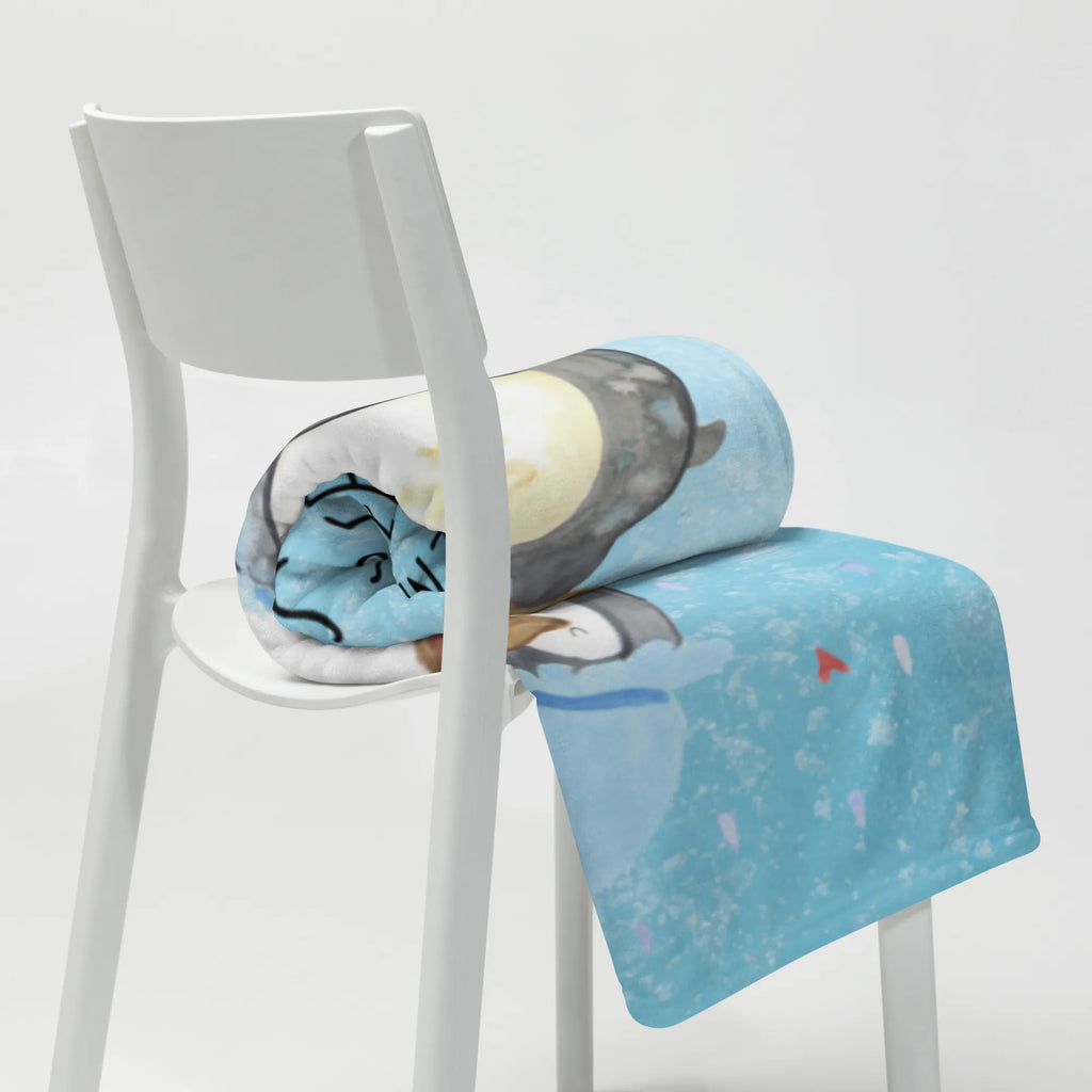 Koc Pingwin Prysznic Tagesdecke, Wolldecke, Wohndecke, Sofadecke, Decke, Pinguin, Motivation, Neustart, duschen, Lebensmotto, Neuanfang, Pinguine, glücklich sein, Dusche