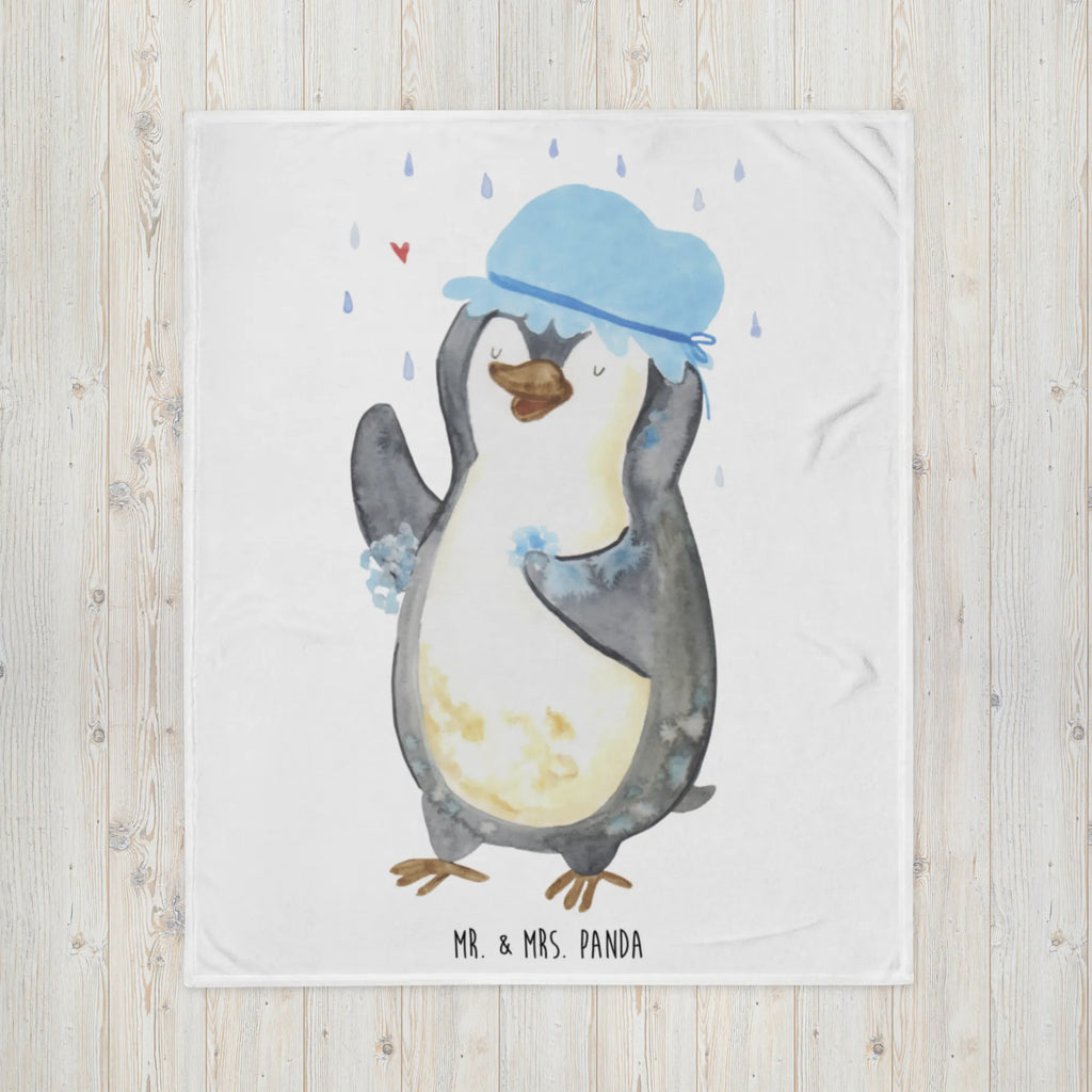 Koc Pingwin Prysznic Tagesdecke, Wolldecke, Wohndecke, Sofadecke, Decke, Pinguin, Motivation, Neustart, duschen, Lebensmotto, Neuanfang, Pinguine, glücklich sein, Dusche