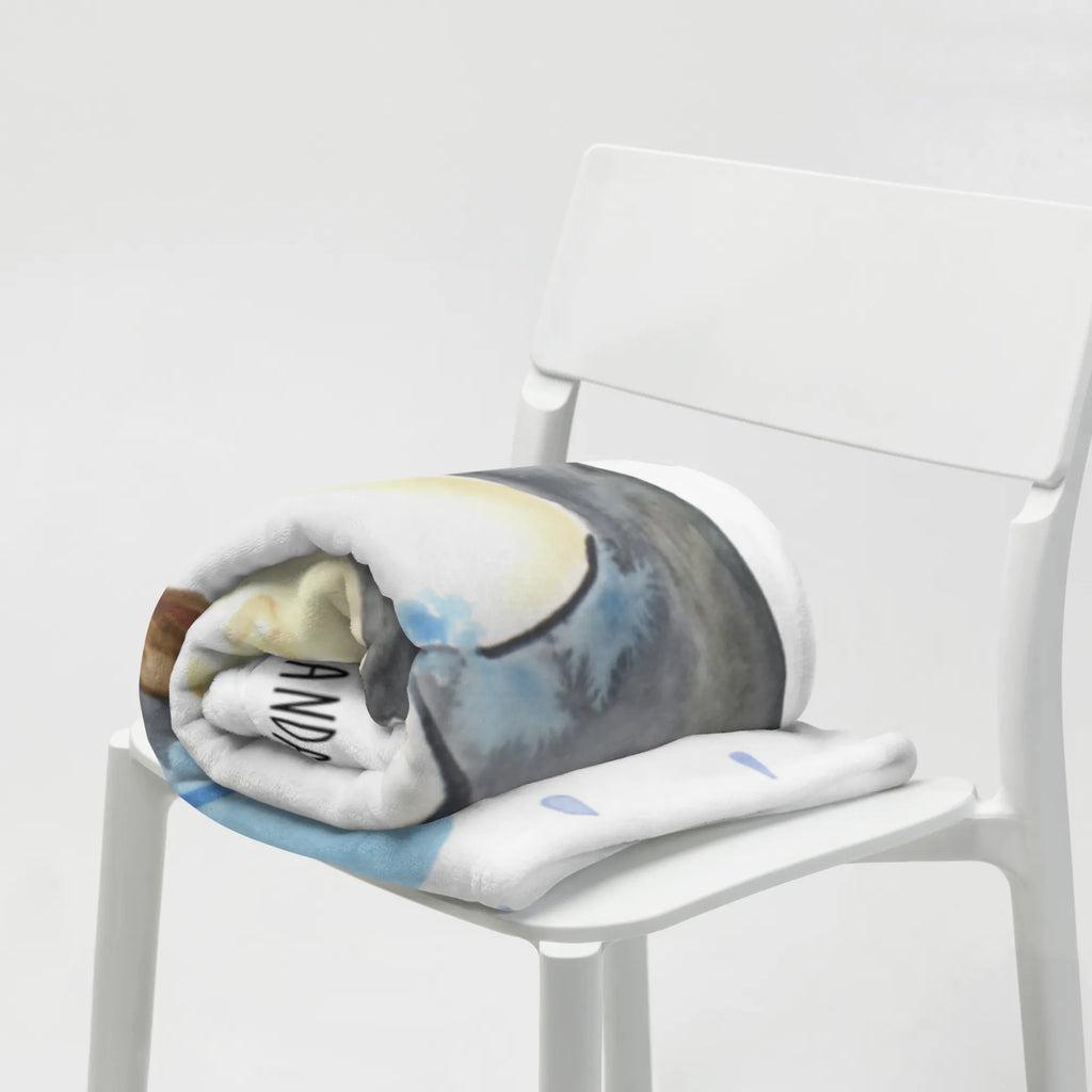 Koc Pingwin Prysznic Tagesdecke, Wolldecke, Wohndecke, Sofadecke, Decke, Pinguin, Motivation, Neustart, duschen, Lebensmotto, Neuanfang, Pinguine, glücklich sein, Dusche