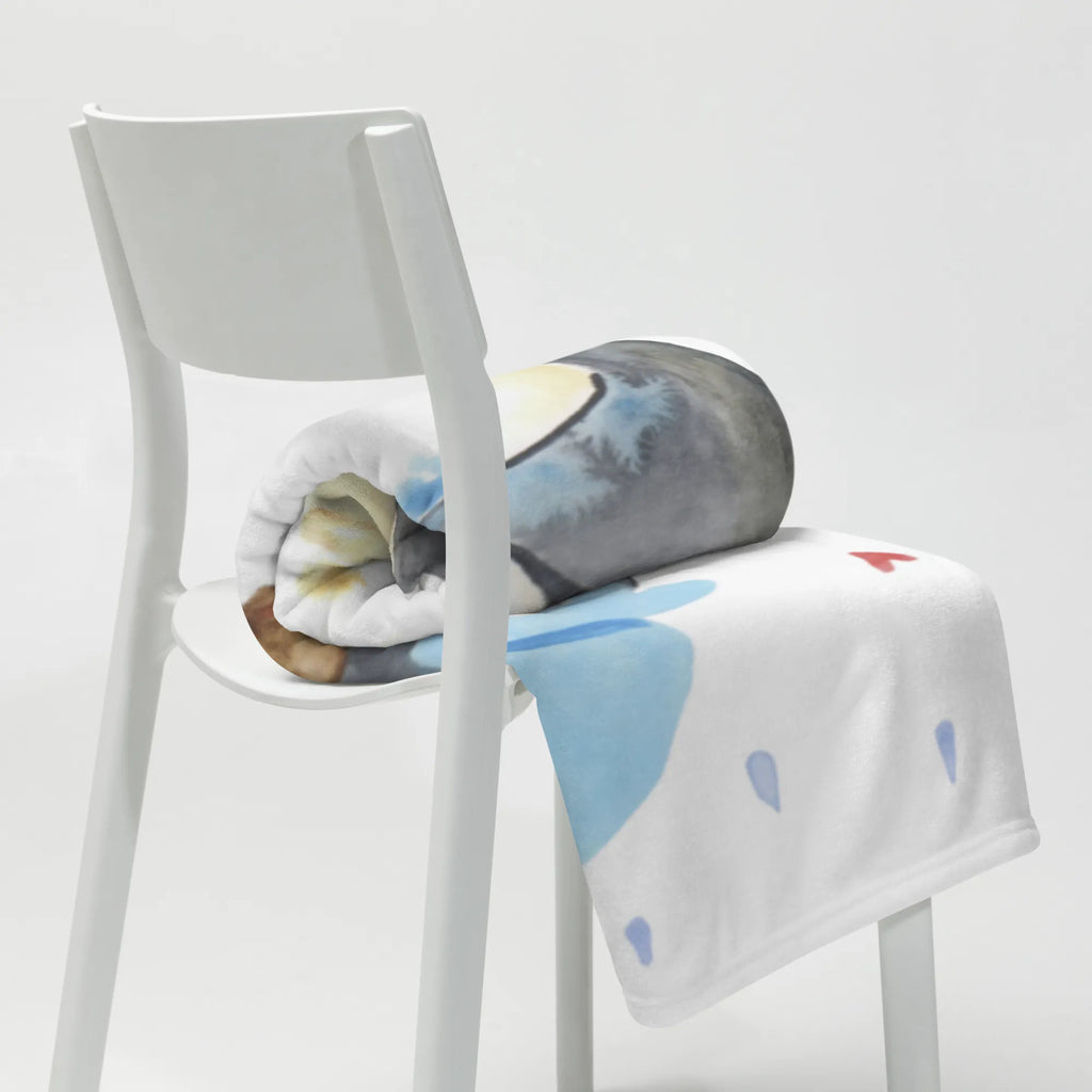 Koc Pingwin Prysznic Tagesdecke, Wolldecke, Wohndecke, Sofadecke, Decke, Pinguin, Motivation, Neustart, duschen, Lebensmotto, Neuanfang, Pinguine, glücklich sein, Dusche