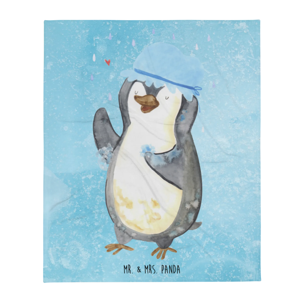 Koc Pingwin Prysznic Tagesdecke, Wolldecke, Wohndecke, Sofadecke, Decke, Pinguin, Motivation, Neustart, duschen, Lebensmotto, Neuanfang, Pinguine, glücklich sein, Dusche