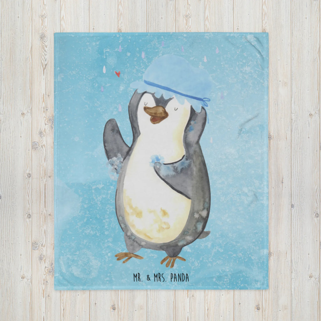 Koc Pingwin Prysznic Tagesdecke, Wolldecke, Wohndecke, Sofadecke, Decke, Pinguin, Motivation, Neustart, duschen, Lebensmotto, Neuanfang, Pinguine, glücklich sein, Dusche