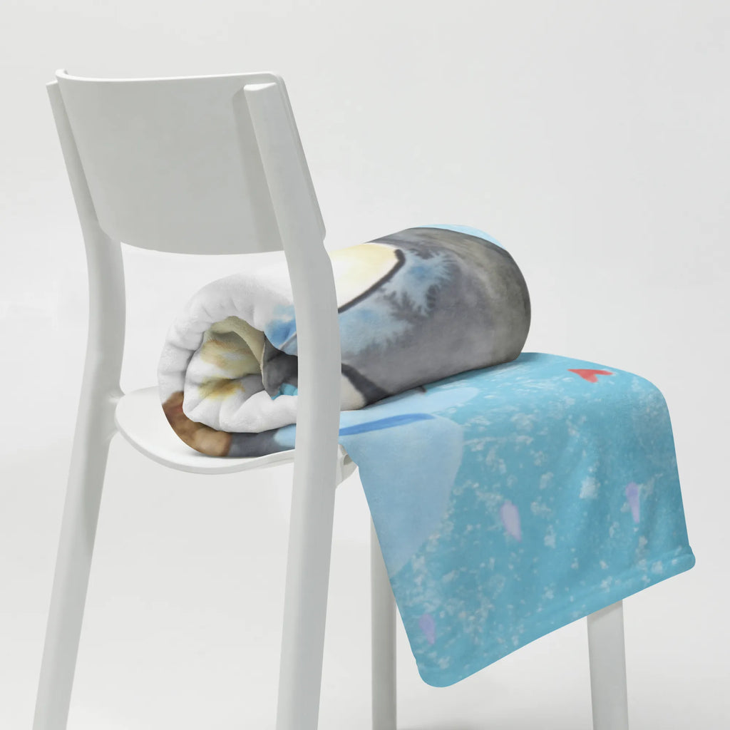 Koc Pingwin Prysznic Tagesdecke, Wolldecke, Wohndecke, Sofadecke, Decke, Pinguin, Motivation, Neustart, duschen, Lebensmotto, Neuanfang, Pinguine, glücklich sein, Dusche