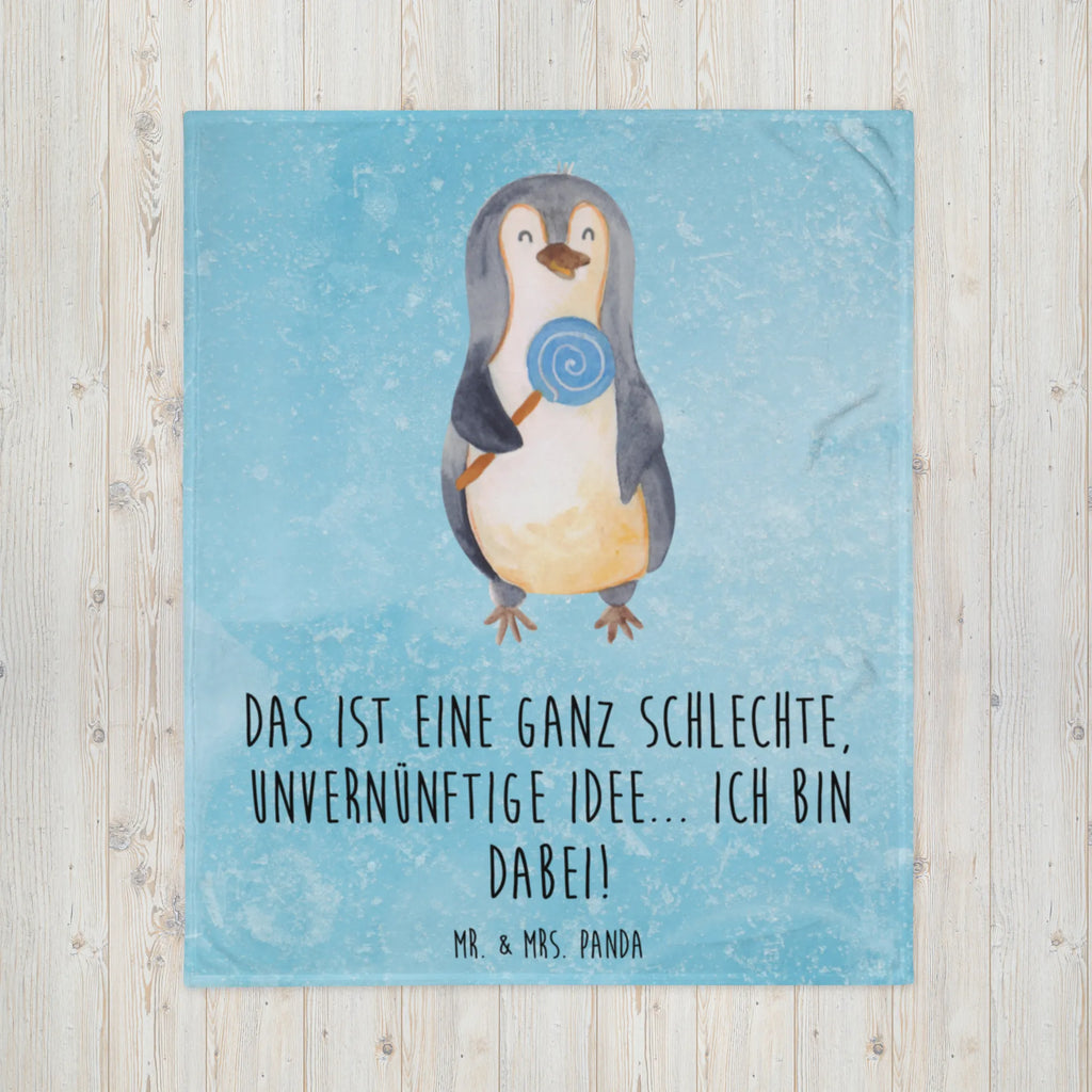 Kuscheldecke Pinguin Lolli Decke, Sofadecke, Tagesdecke, Wolldecke, Wohndecke, Pinguin, Pinguine, Rabauke, Spruch, Gauner, Süßigkeiten, Blödsinn, Ganove, Rebell, Lolli