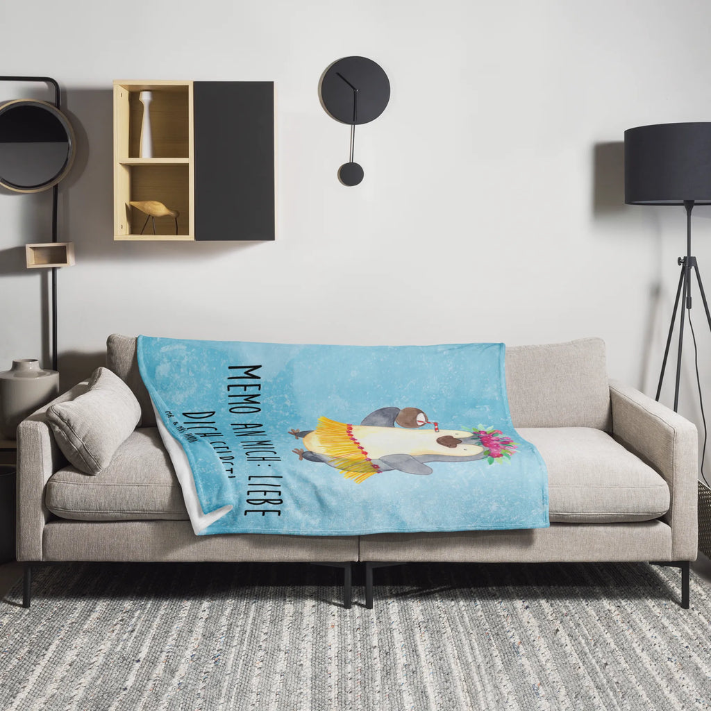 Koc Pingwin z Kokosem Decke, Tagesdecke, Wohndecke, Wolldecke, Sofadecke, Pinguin, Aloha, Urlaub, Hawaii, Kokosnuss, Pinguine