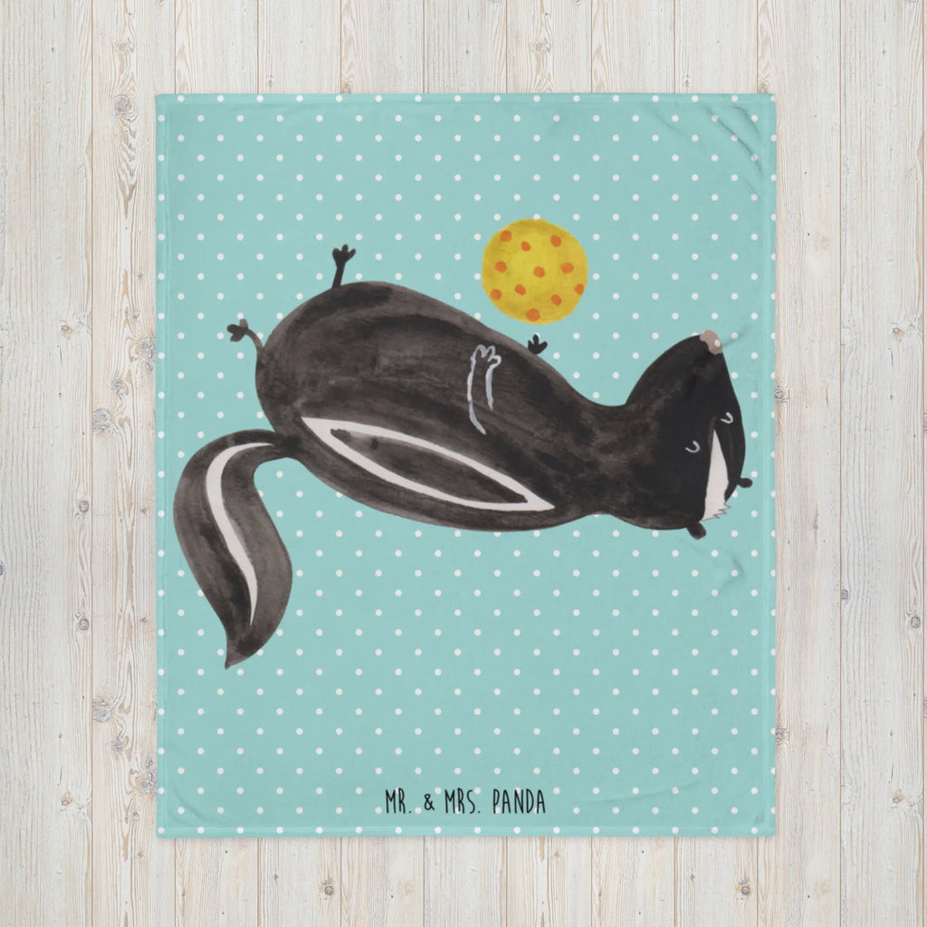 Kuscheldecke Stinktier Ball Tagesdecke, Wolldecke, Decke, Sofadecke, Wohndecke, Stinktier, Skunk, Weisheit, verspielt, Stinki, Stinker, Raubtier, Wildtier