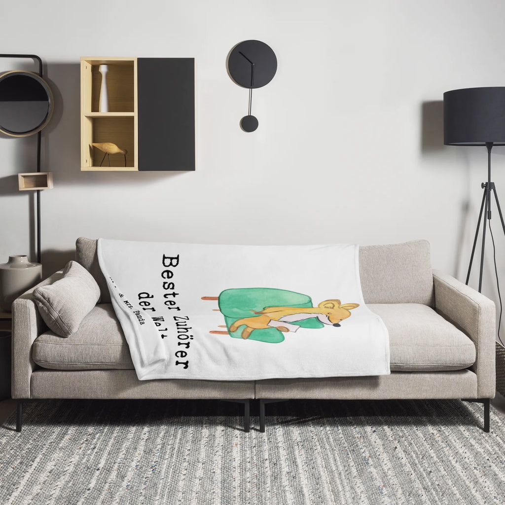Kuscheldecke Fuchs Bester Zuhörer der Welt Sofadecke, Decke, Wolldecke, Tagesdecke, Wohndecke, für, Dankeschön, Geschenk, Schenken, Geburtstag, Geburtstagsgeschenk, Geschenkidee, Danke, Bedanken, Mitbringsel, Freude machen, Geschenktipp, Hilfe, Hilfsbereit, Zuhörer, Freund, offenes Ohr, Freundin