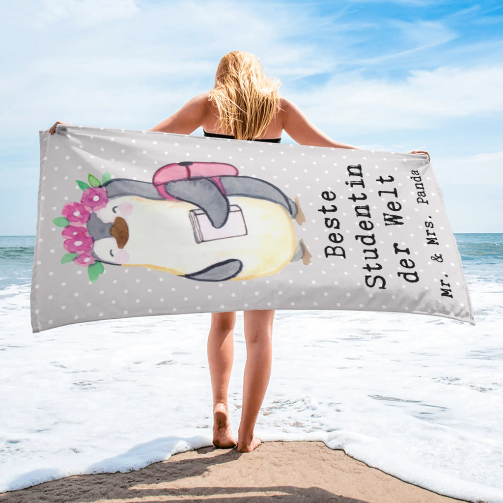 XL bath towel penguin Best student in the world extra large swim towel, large beach towel, luxury bath sheet, XL bath towel, spa towel, oversized towel, for, thank you, gift, giving, birthday, birthday present, gift idea, souvenir, make you happy, gift tip, university, graduation, college, students, alumni, model student, study, humorous, fun, daughter, student, funny