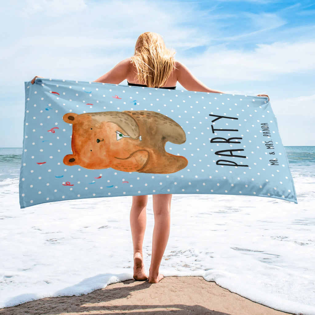 XL bath towel bear party extra large swim towel, XL bath towel, luxury bath sheet, large beach towel, spa towel, oversized towel, bear, teddy, teddy bear, cuddly toy, Funny, Celebrate, Birthday, Partying, Birthday present, Bring a present, Present, Good mood, Party