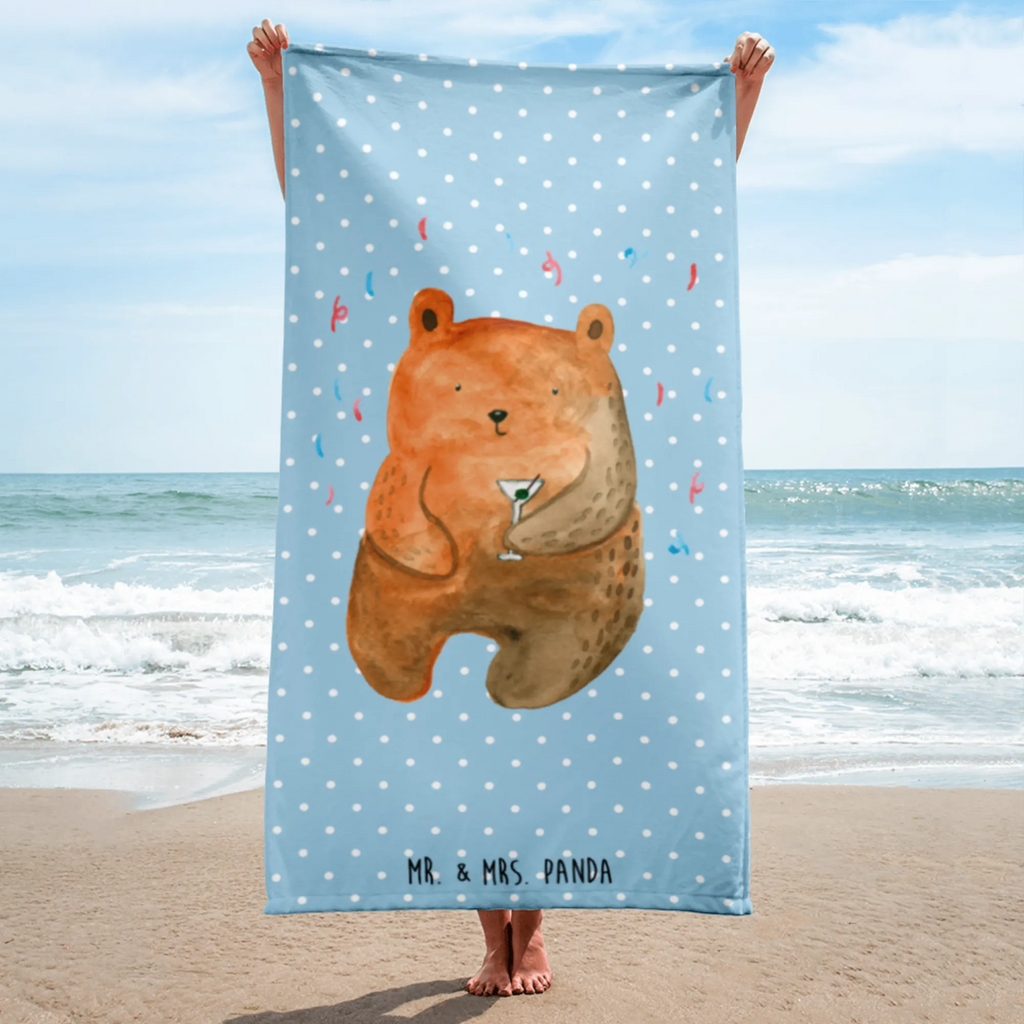 XL bath towel bear party extra large swim towel, XL bath towel, luxury bath sheet, large beach towel, spa towel, oversized towel, bear, teddy, teddy bear, cuddly toy, Funny, Celebrate, Birthday, Partying, Birthday present, Bring a present, Present, Good mood, Party