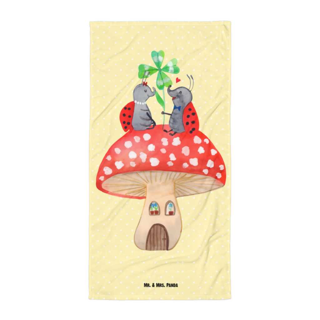 XL bath towel ladybug toadstool luxury bath sheet, large beach towel, XL bath towel, oversized towel, extra large swim towel, spa towel, small animals, cute, funny, cute animal motives, hand drawn, small world, funny sayings, good mood, happy, gifts, gift ideas, special gifts, animal lover, card, flat, toadstool, ladybird, house, at home, house of fleshy fungi