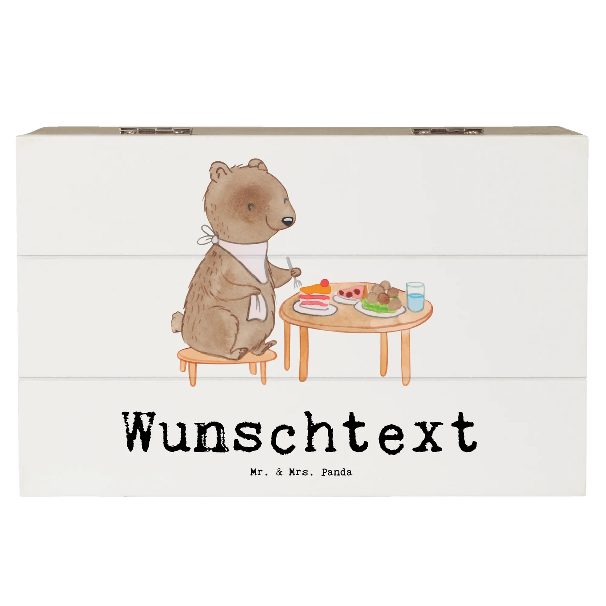 Personalised wooden chest bear to eat out profit, Gift, giving, thank you, award, athlete, dining out, Eating out