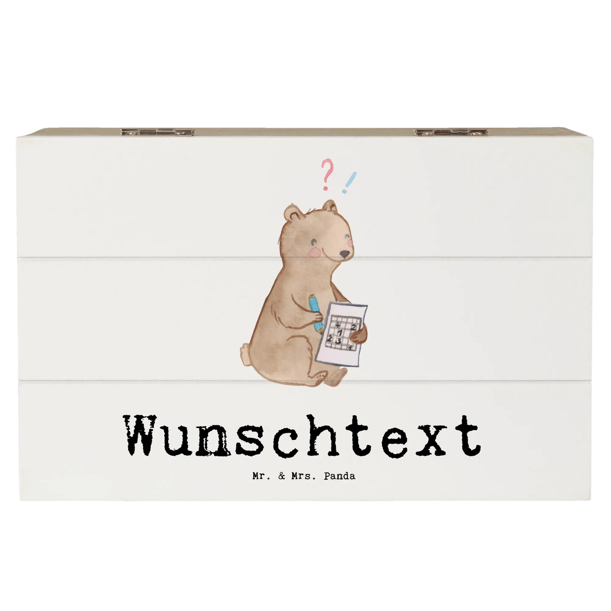 Personalised wooden chest bear solve riddles Gift, giving, athlete, profit, award, thank you, memory training, Solving puzzles, riddles, memory sports, solving crossword puzzles