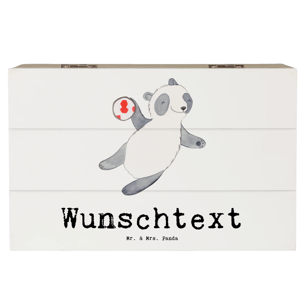 Personalizowane drewniane pudełko Panda grać w piłkę ręczną Prezent, Sport, Dyscyplina sportowa, Hobby, Darować, Dziękuję, Dzięki, Wyróżnienie, Wygrana, Sportowiec