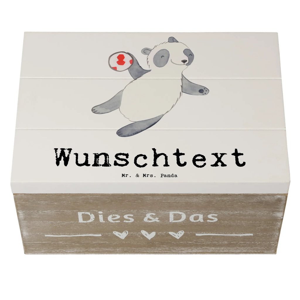 Personalizowane drewniane pudełko Panda grać w piłkę ręczną Prezent, Sport, Dyscyplina sportowa, Hobby, Darować, Dziękuję, Dzięki, Wyróżnienie, Wygrana, Sportowiec