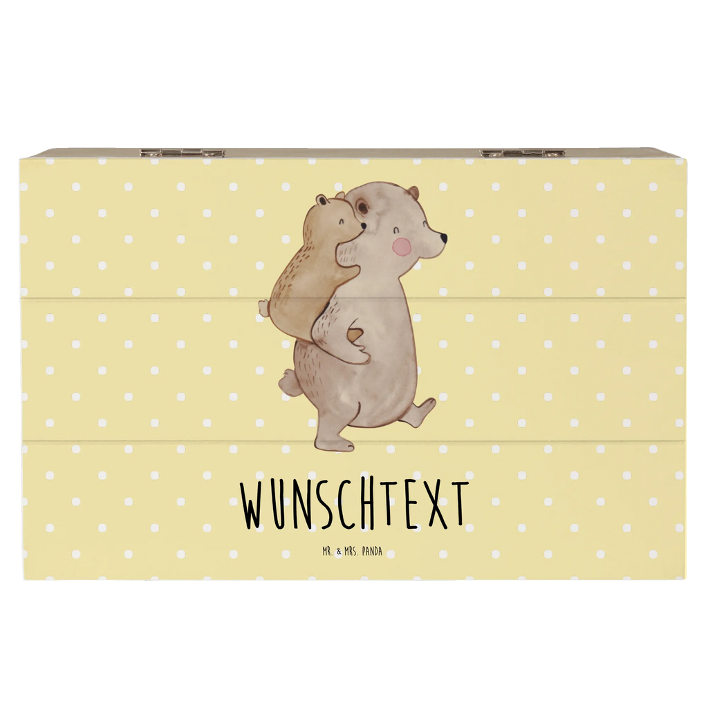 Personalizowane drewniane pudełko Tata Niedźwiedź Rodzina, Dzień Ojca, Dzień Matki, brat, siostra, mama, tata, babcia, dziadek