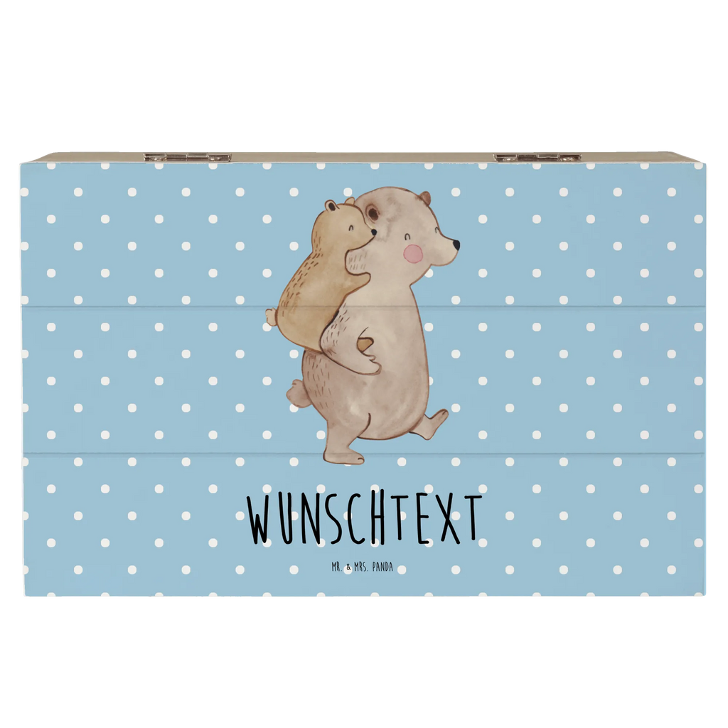 Personalizowane drewniane pudełko Tata Niedźwiedź Rodzina, Dzień Ojca, Dzień Matki, brat, siostra, mama, tata, babcia, dziadek