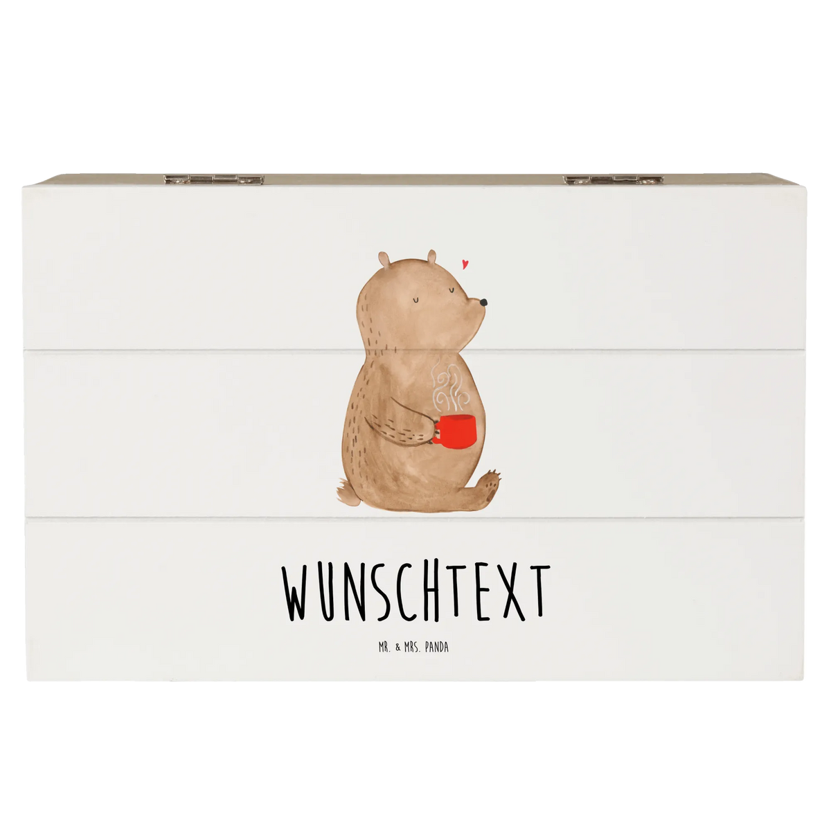Personalised wooden chest bear Coffee cuddly toy, teddy bear, conquer the world, save the world, good morning, morning routine, bears