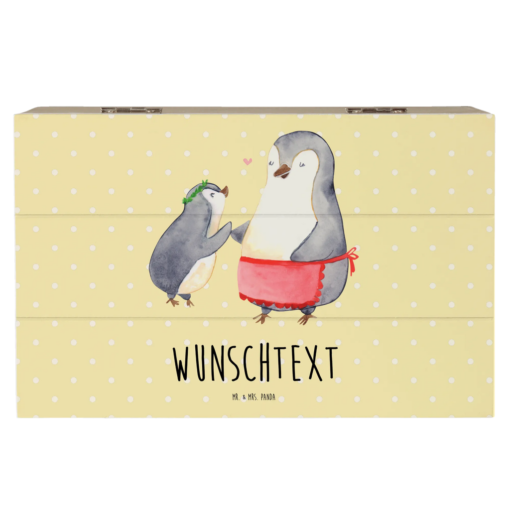 Personalizowane drewniane pudełko Pingwin z dzieckiem Rodzina, Dzień Ojca, Dzień Matki, brat, siostra, mama, tata, babcia, dziadek