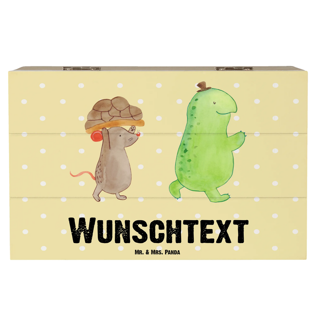 Personalizowane drewniane pudełko żółw mysz Skałka