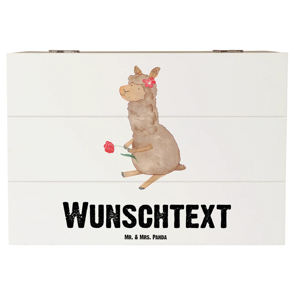 Personalizowane drewniane pudełko alpaka kwiat Alpaka, Lama