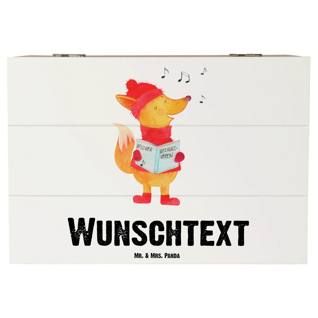 Personalizowane drewniane pudełko lis Śpiewak Zima, Boże Narodzenie, dekoracje świąteczne, Mikołaj, Adwent, Wigilia, zimowy motyw