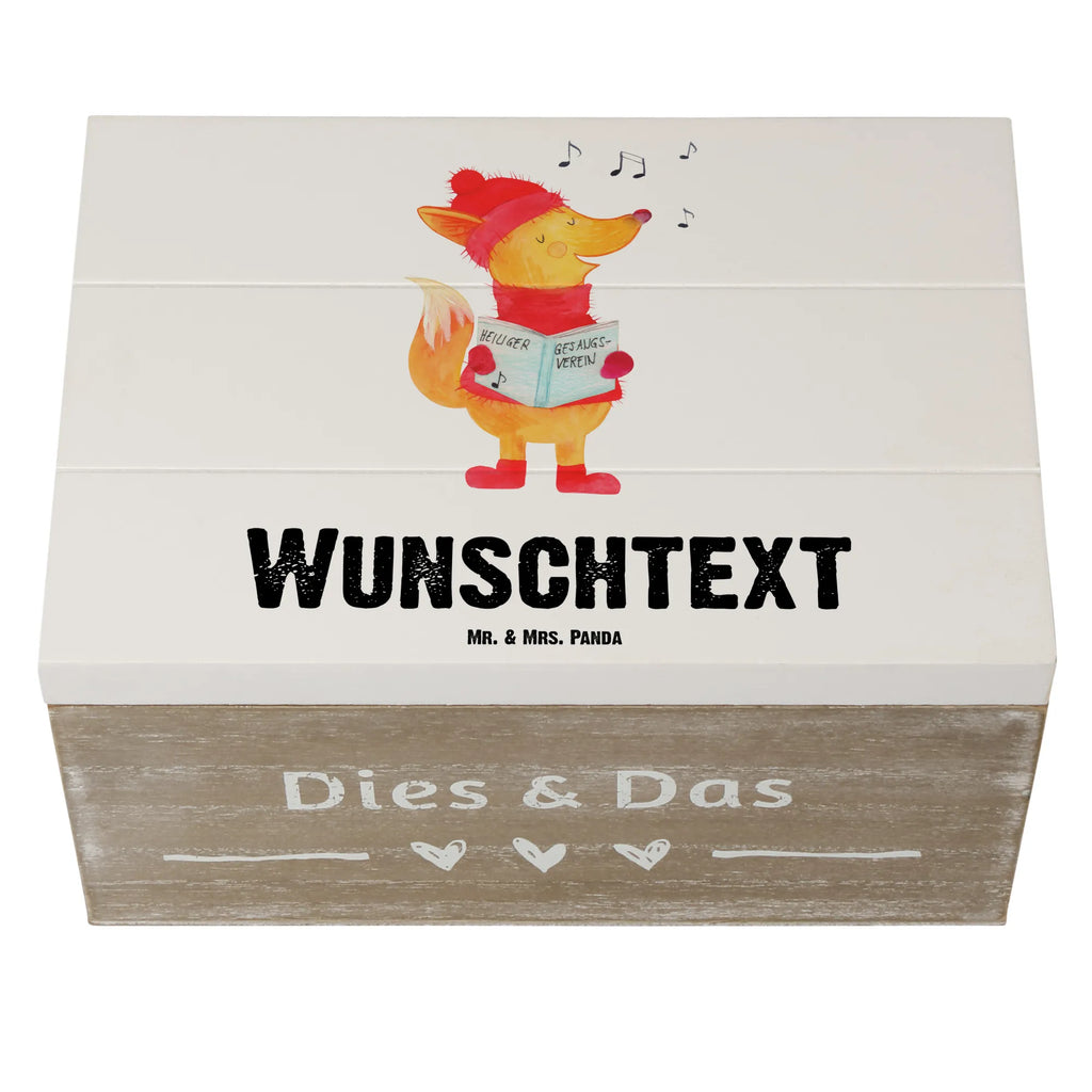 Personalizowane drewniane pudełko lis Śpiewak Zima, Boże Narodzenie, dekoracje świąteczne, Mikołaj, Adwent, Wigilia, zimowy motyw