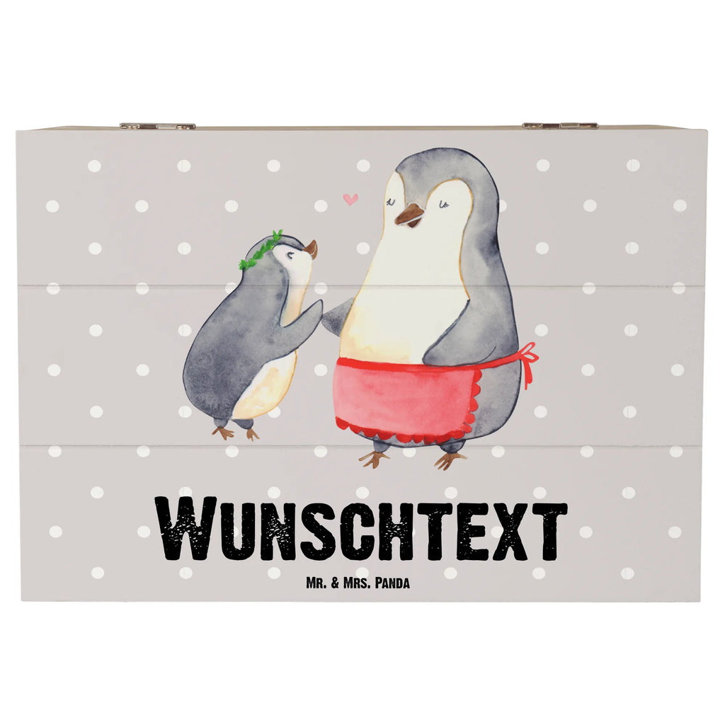 Personalizowane drewniane pudełko Pingwin z dzieckiem Rodzina, Dzień Ojca, Dzień Matki, brat, siostra, mama, tata, babcia, dziadek