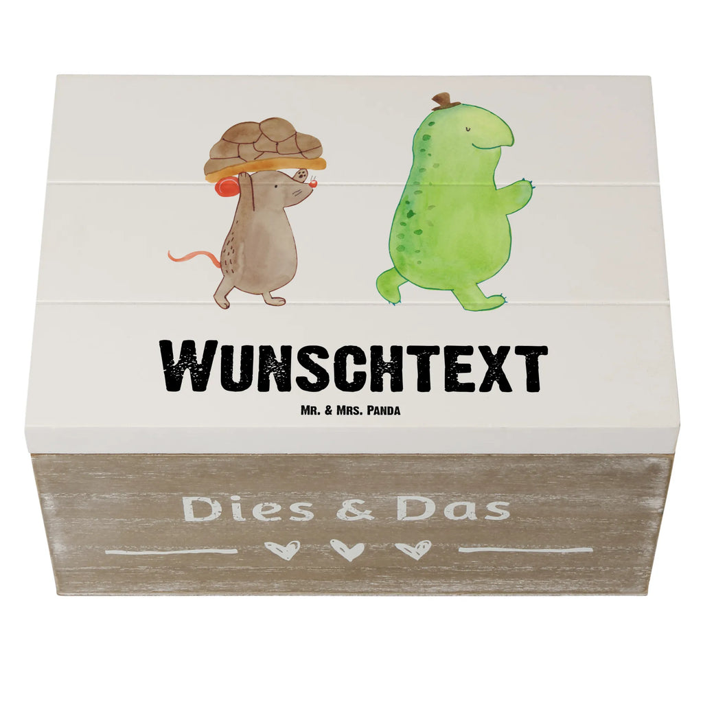 Personalizowane drewniane pudełko żółw mysz Skałka