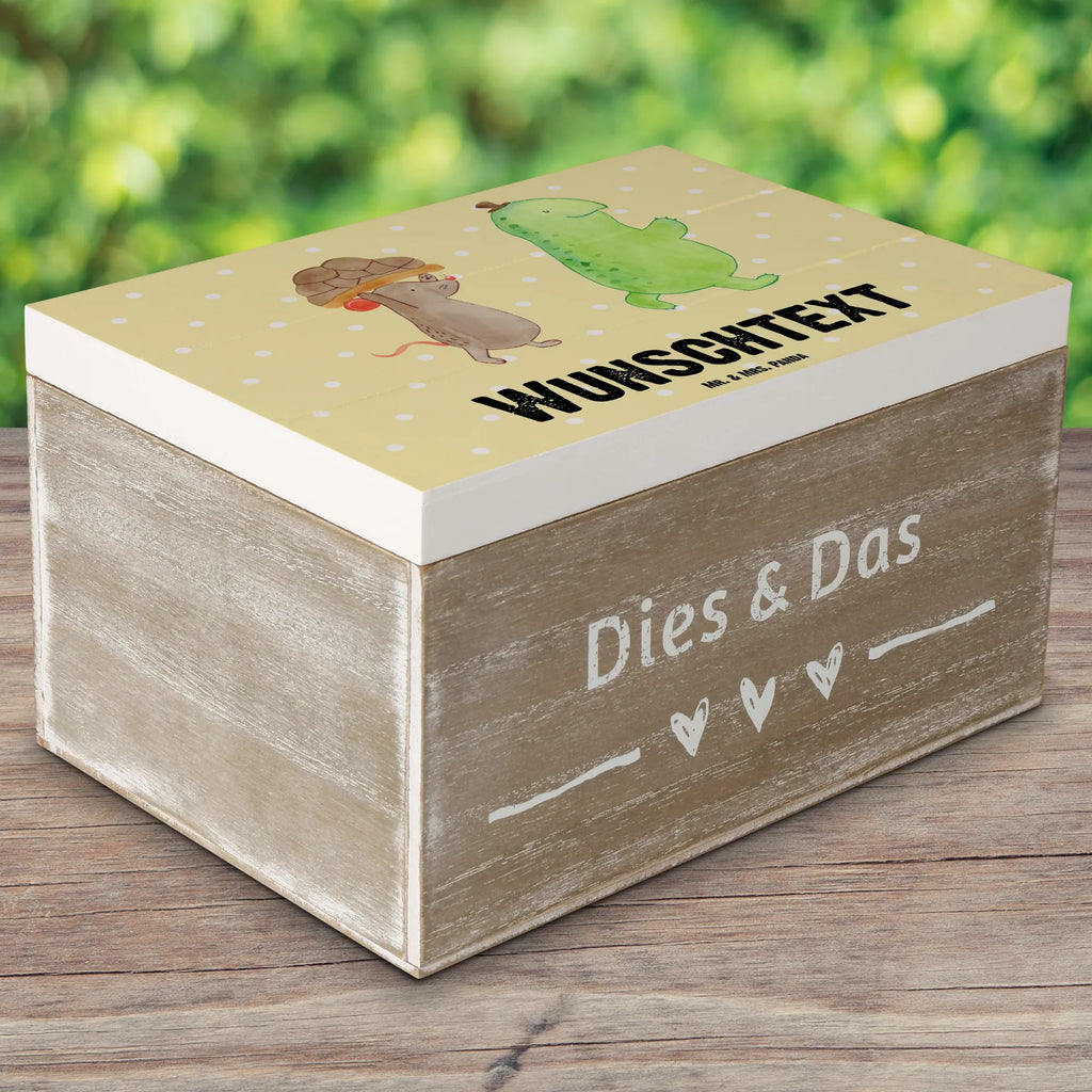 Personalizowane drewniane pudełko żółw mysz Skałka