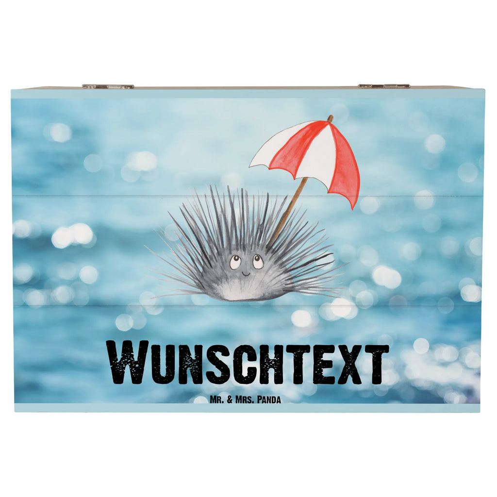 Personalizowane drewniane pudełko Jeżowiec Zwierzeta morskie, Morze, Wakacje