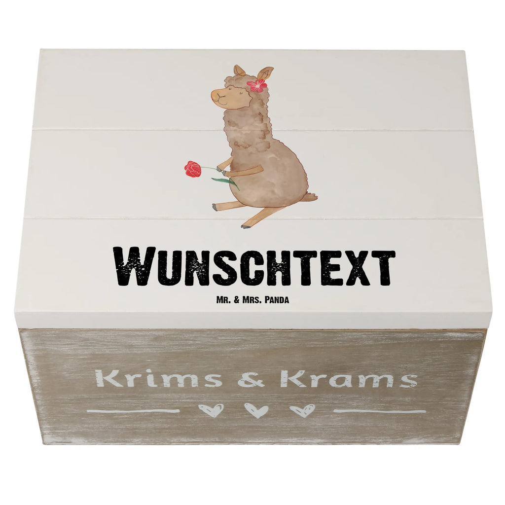 Personalizowane drewniane pudełko alpaka kwiat Alpaka, Lama