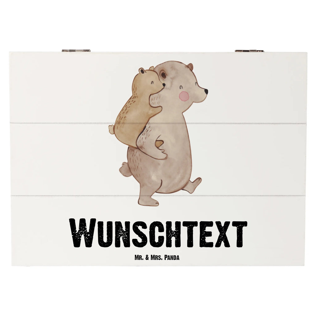 Personalizowane drewniane pudełko Tata Niedźwiedź Rodzina, Dzień Ojca, Dzień Matki, brat, siostra, mama, tata, babcia, dziadek