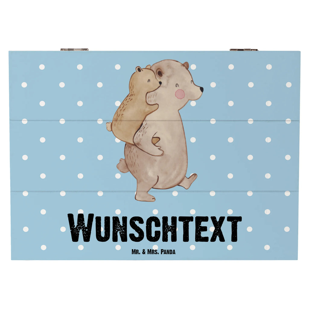 Personalizowane drewniane pudełko Tata Niedźwiedź Rodzina, Dzień Ojca, Dzień Matki, brat, siostra, mama, tata, babcia, dziadek