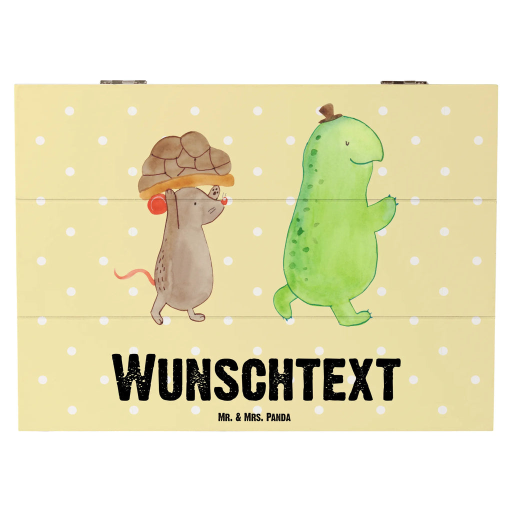 Personalizowane drewniane pudełko żółw mysz Skałka