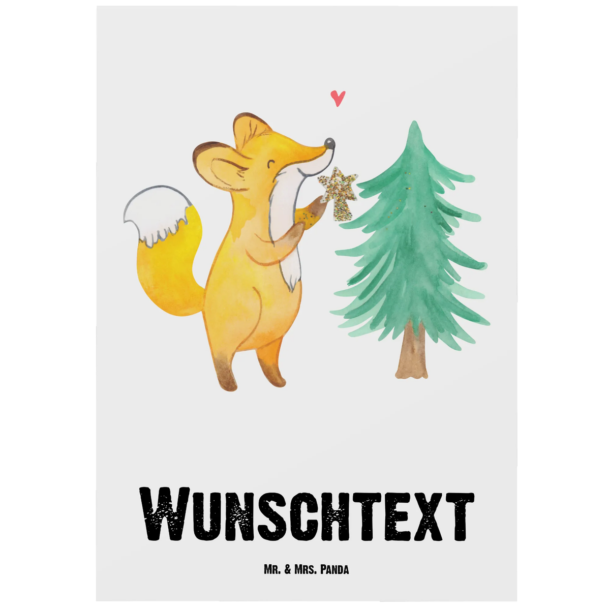Personalised postcard Fox Christmas tree Winter, Christmas, Christmas time, snow, christmas decoration, skate, christmas eve, christmas days, christmas present, christmas time, christmas, santa claus, winter, fox