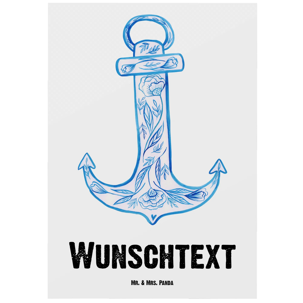 Personalised postcard anchor Blue small animals, cute, funny, cute animal motives, hand drawn, small world, funny sayings, good mood, happy, gifts, gift ideas, special gifts, animal lover, card