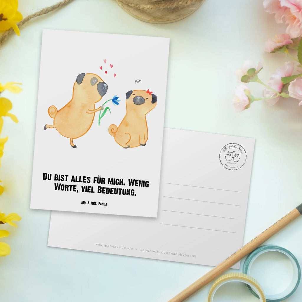 Personalised postcard pug In love dog, mutt, hound, woof, dog mama, dog breed, love dogs, love for dogs, dog decorative items, bag with dog print, funny gifts for dog owners, what do you give a dog lover, Christmas gifts for dogs, gifts for dogs, dog sayings, love, boob, Pug, dog love, love saying. Engaged, partner, in love, gift friend