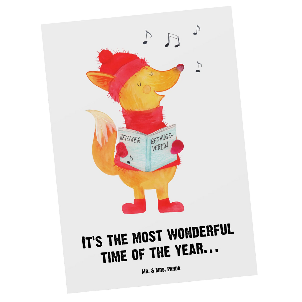 Personalisierte Postkarte Fuchs Sänger Ansichtskarte mit Wunschtext, Karte mit Namen, Postkarte mit Namen, Einladung mit Namen, Postkarte bedrucken, Grußkarte mit Namen, Einladung mit Wunschtext, Postkarte personalisierbar, Grußkarte mit Wunschtext, Geschenkkarte mit Wunschtext, Postkarte mit Wunschtext, Geschenkkarte mit Namen, Ansichtskarte mit Namen, Karte mit Wunschtext, Winter, Weihnachten, Weihnachtsdeko, Nikolaus, Advent, Heiligabend, Wintermotiv, Geschenk Sänger, Weihnachtslieder, Fuchs, Füchse, Sänger, Singen