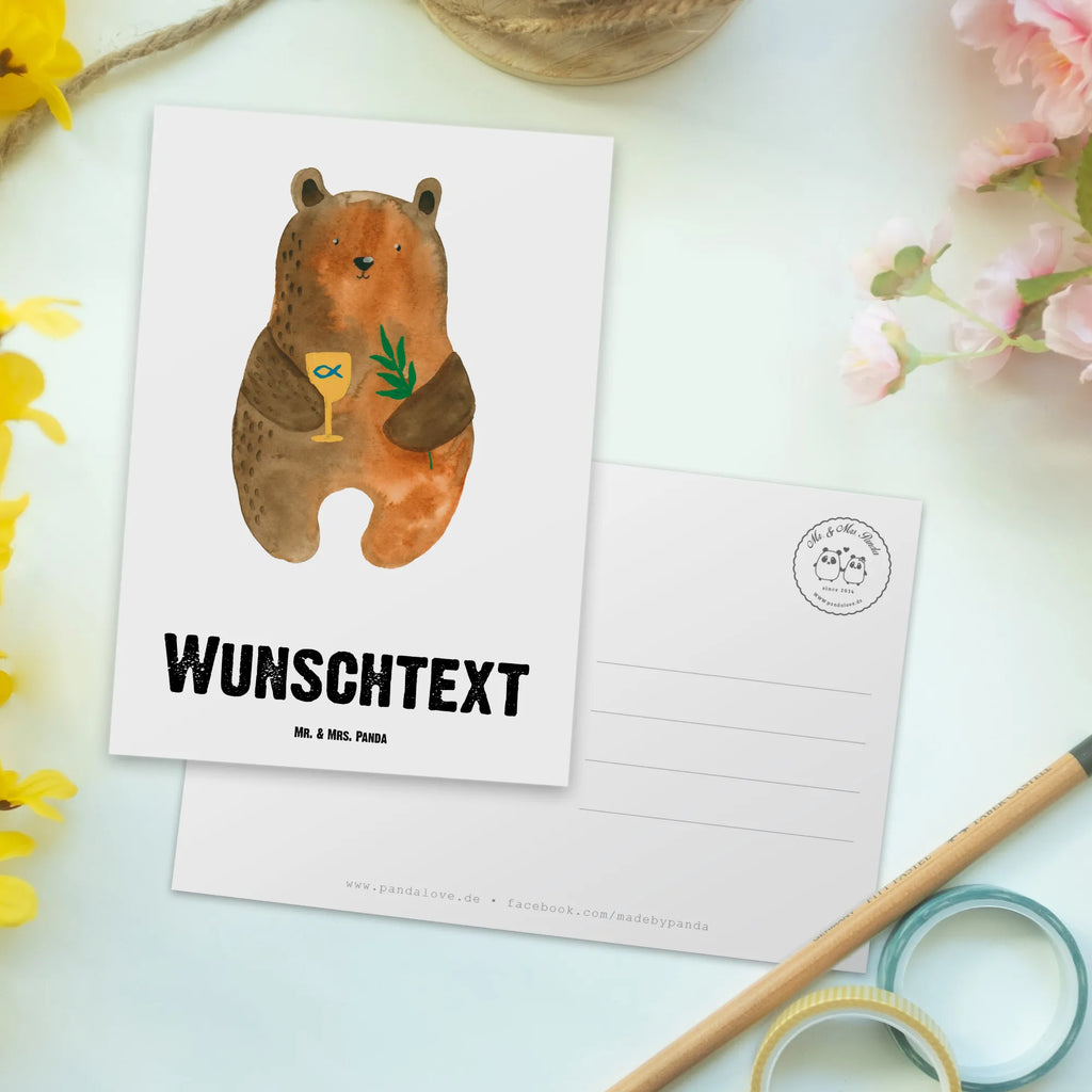 Personalised postcard bear confirmation bear, teddy, teddy bear, cuddly toy, evangelic, confirmation, church, service