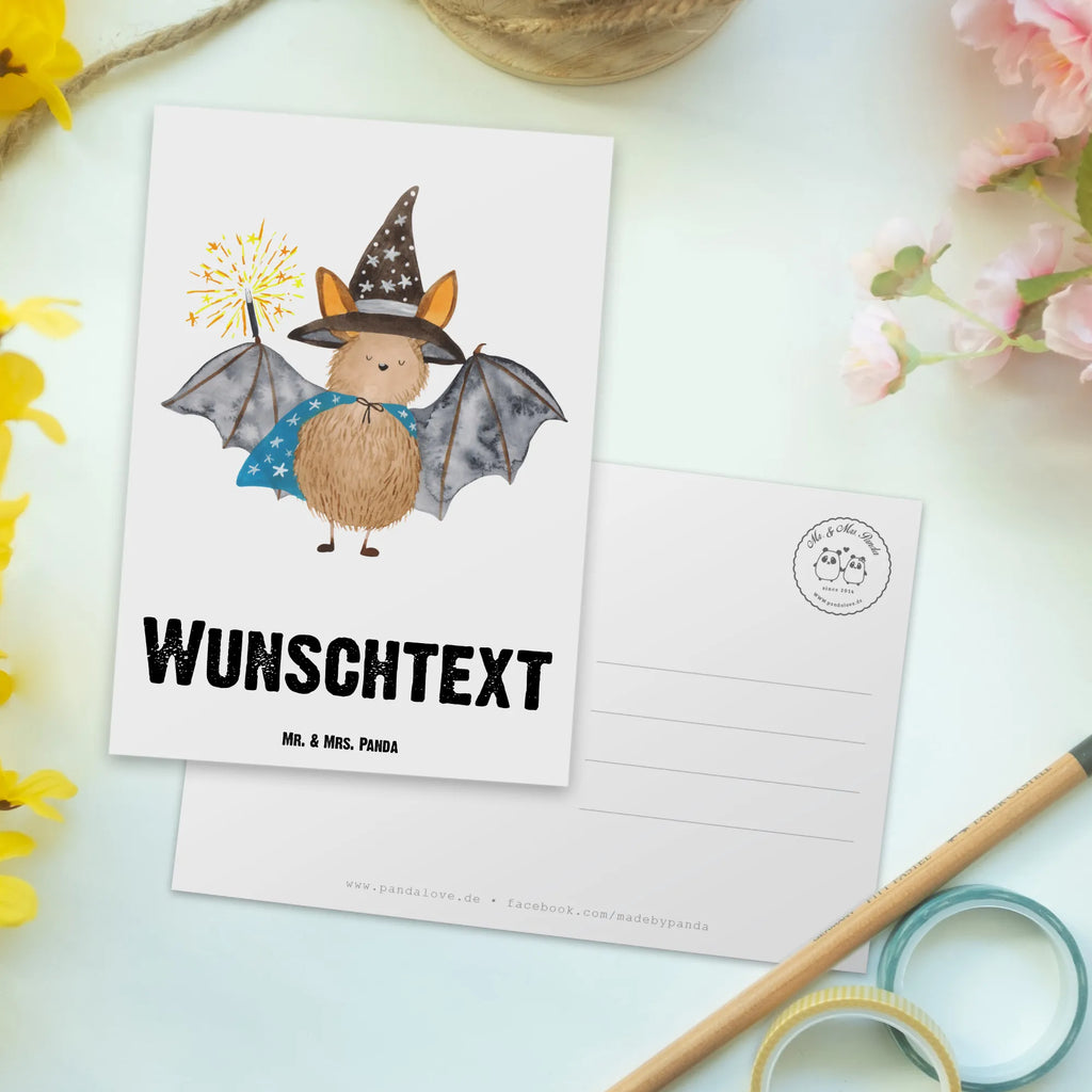 Personalised postcard bat wizard small animals, cute, funny, cute animal motives, hand drawn, small world, funny sayings, good mood, happy, gifts, gift ideas, special gifts, animal lover, card, Bats, sorcerers, bats, get in, magicians, women