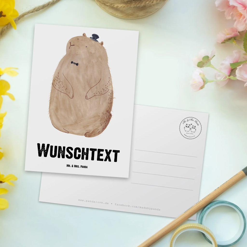 Personalised postcard Groundhog small animals, cute, funny, cute animal motives, hand drawn, small world, funny sayings, good mood, happy, gifts, gift ideas, special gifts, animal lover, card, Groundhog, friendliness, decency, respect, cheerfulness, etiquette