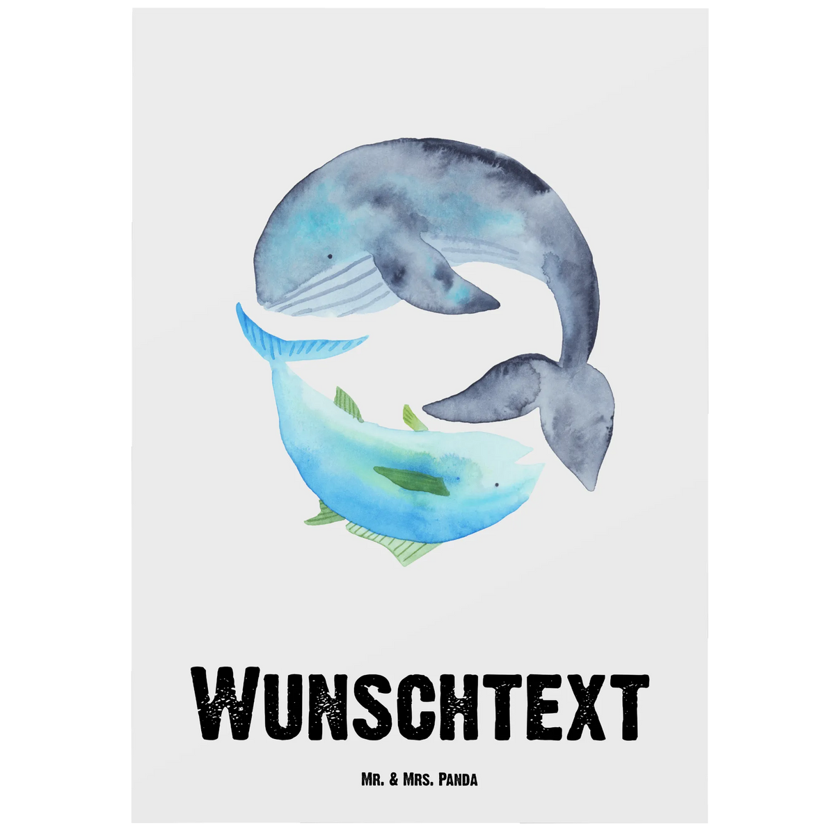Personalised postcard whale tuna small animals, cute, funny, cute animal motives, hand drawn, small world, funny sayings, good mood, happy, gifts, gift ideas, special gifts, animal lover, card, flat joke, flat joke gift, choice, saying funny, saying of the day, word joke funny, tuna, joke, whale