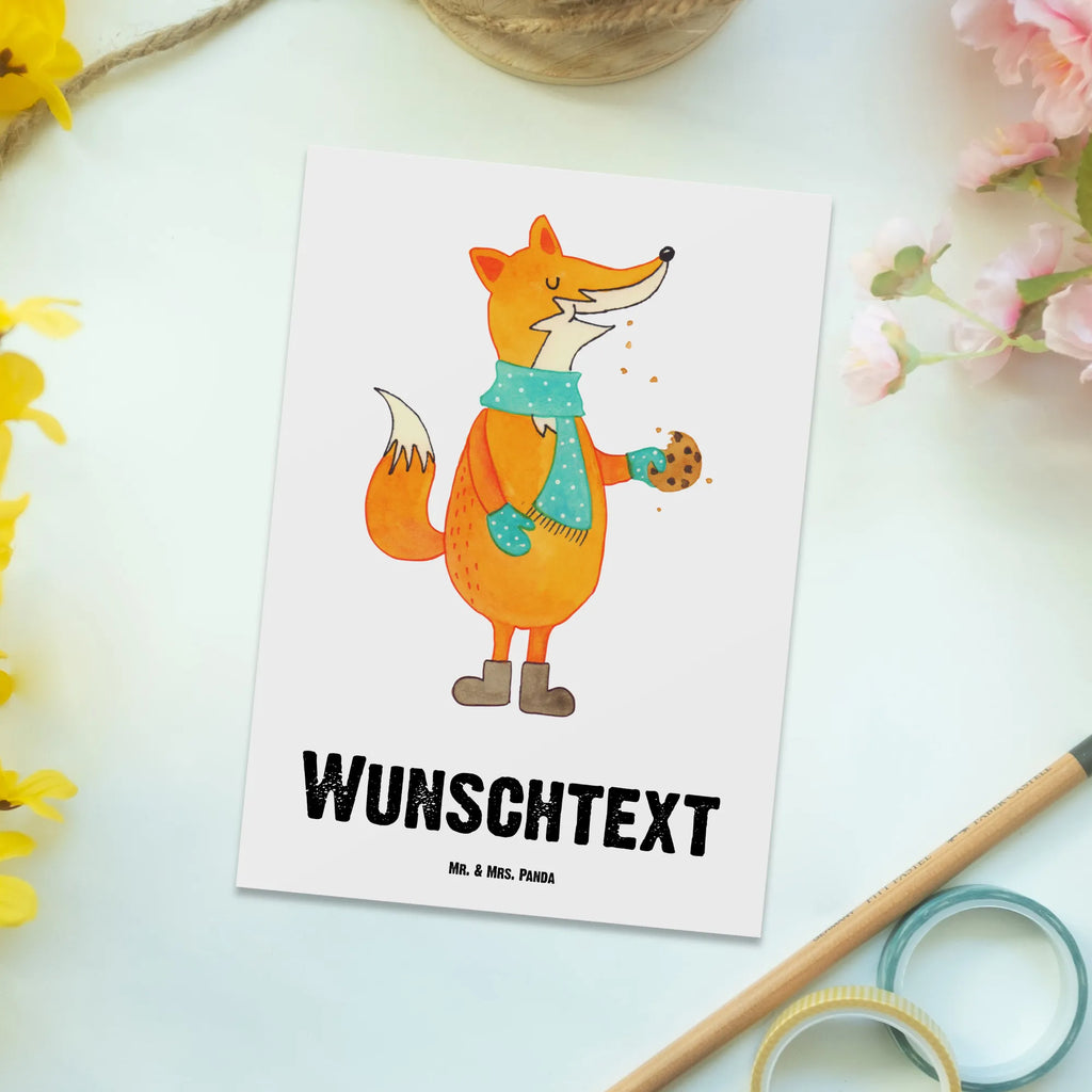 Personalised postcard Fox biscuit fox, foxes, forest wildlife, clever as a fox, animal lover, christmas time, cookies, winter, love, christmas present, kitchen decoration, baking saying