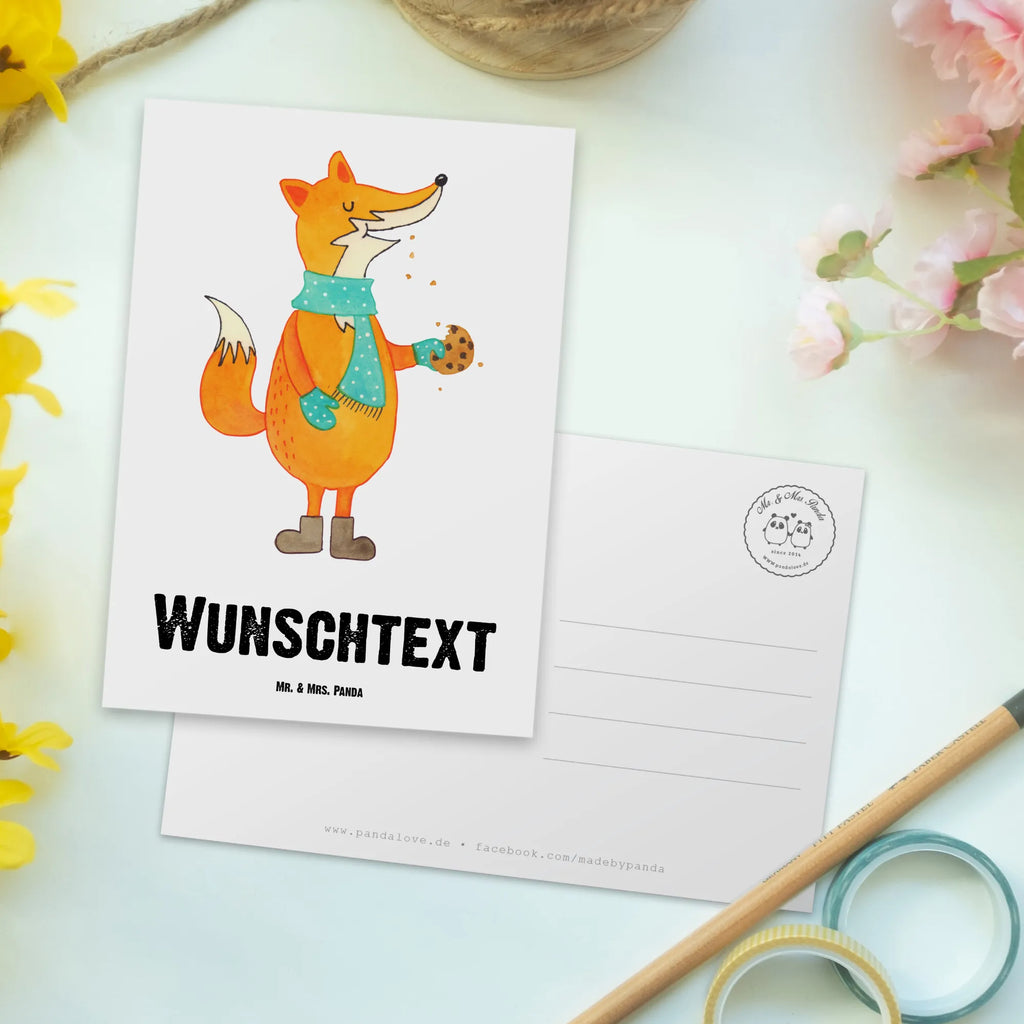 Personalised postcard Fox biscuit fox, foxes, forest wildlife, clever as a fox, animal lover, christmas time, cookies, winter, love, christmas present, kitchen decoration, baking saying