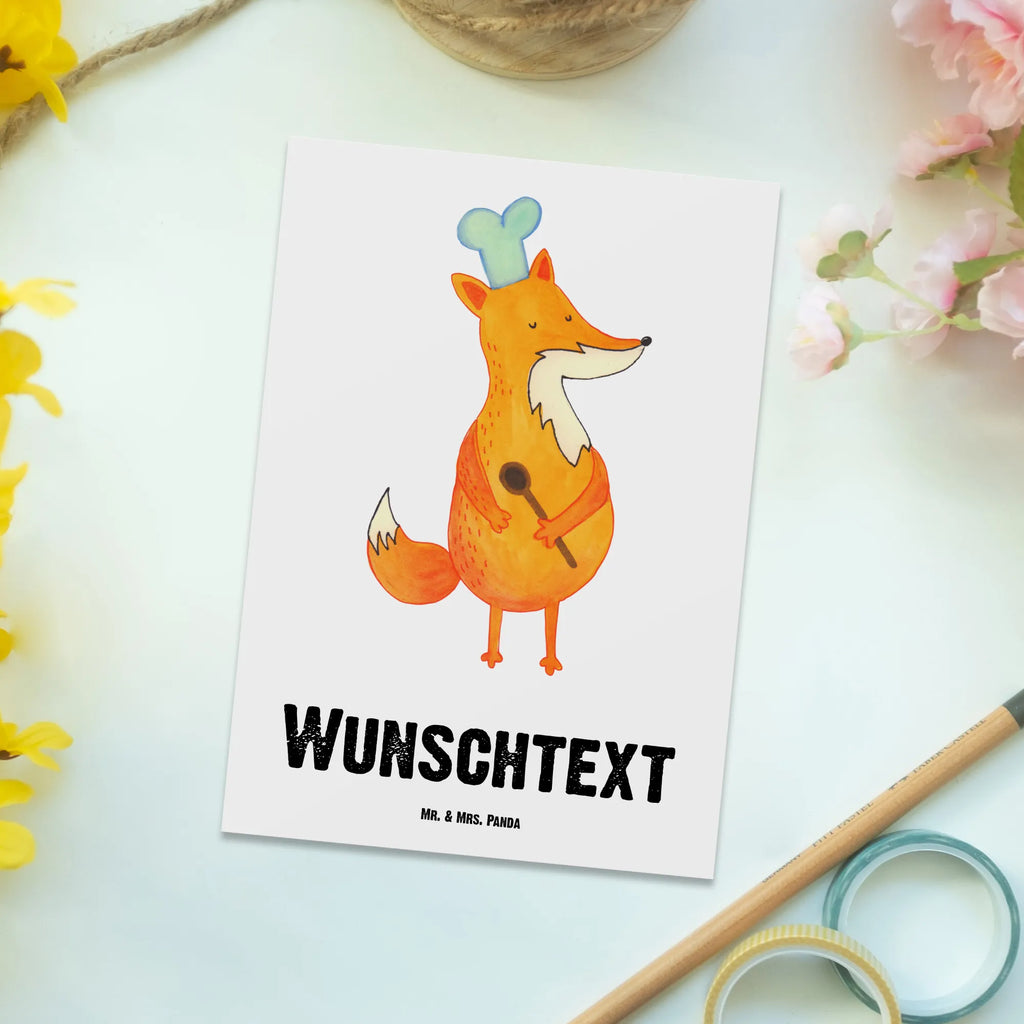 Personalised postcard Fox A cook fox, foxes, forest wildlife, clever as a fox, animal lover, Chefs, Party slogan, Fox, funny, Slogan funny, Kitchen slogan, Baker, Kitchen decoration, Cook gift