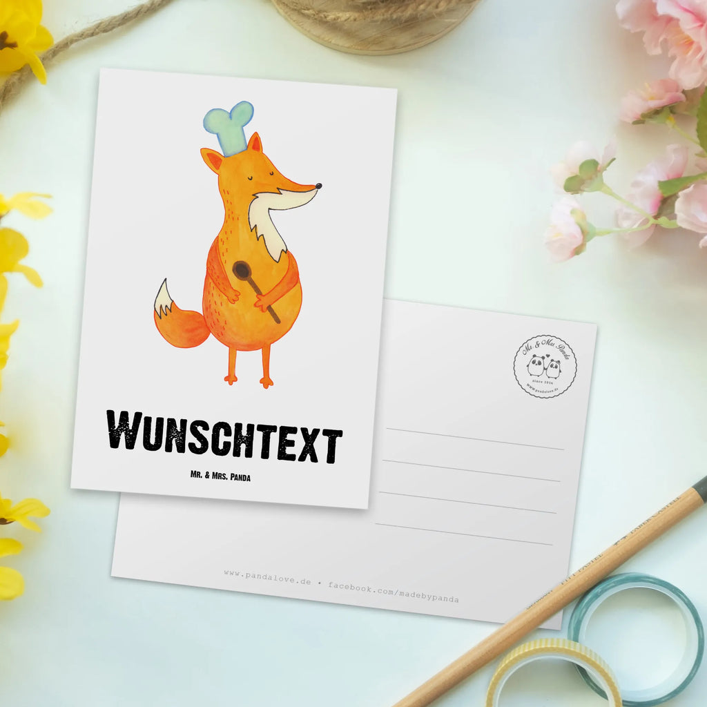 Personalised postcard Fox A cook fox, foxes, forest wildlife, clever as a fox, animal lover, Chefs, Party slogan, Fox, funny, Slogan funny, Kitchen slogan, Baker, Kitchen decoration, Cook gift