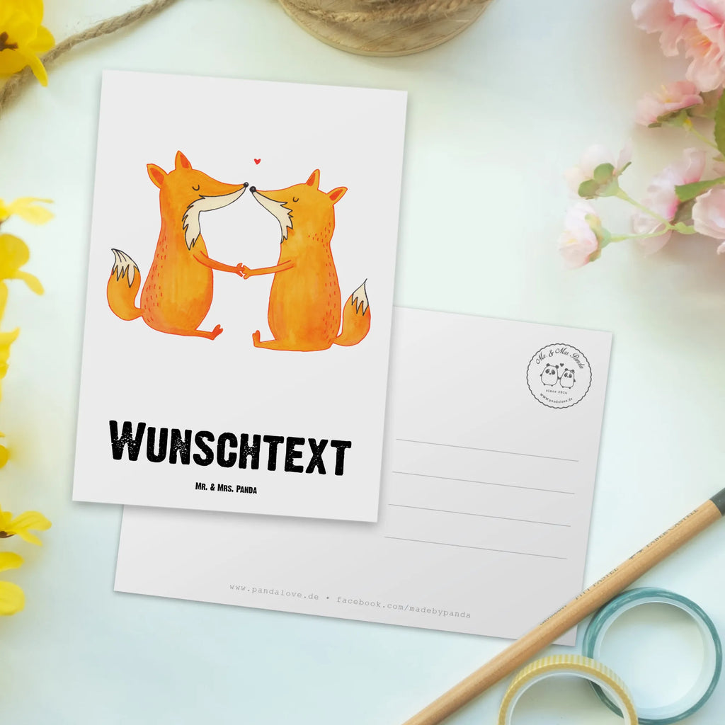 Personalisierte Postkarte Füchse Liebe Ansichtskarte mit Wunschtext, Grußkarte mit Namen, Postkarte mit Namen, Grußkarte mit Wunschtext, Karte mit Wunschtext, Einladung mit Namen, Ansichtskarte mit Namen, Postkarte personalisierbar, Einladung mit Wunschtext, Karte mit Namen, Geschenkkarte mit Wunschtext, Postkarte mit Wunschtext, Postkarte bedrucken, Geschenkkarte mit Namen, Fuchs, Liebesbeweis, Paar, Verlobte, Ehemann, Freundin, Freund, Liebe, Ehefrau, Partner, Ehe, Fox, Füchse, Liebespaar
