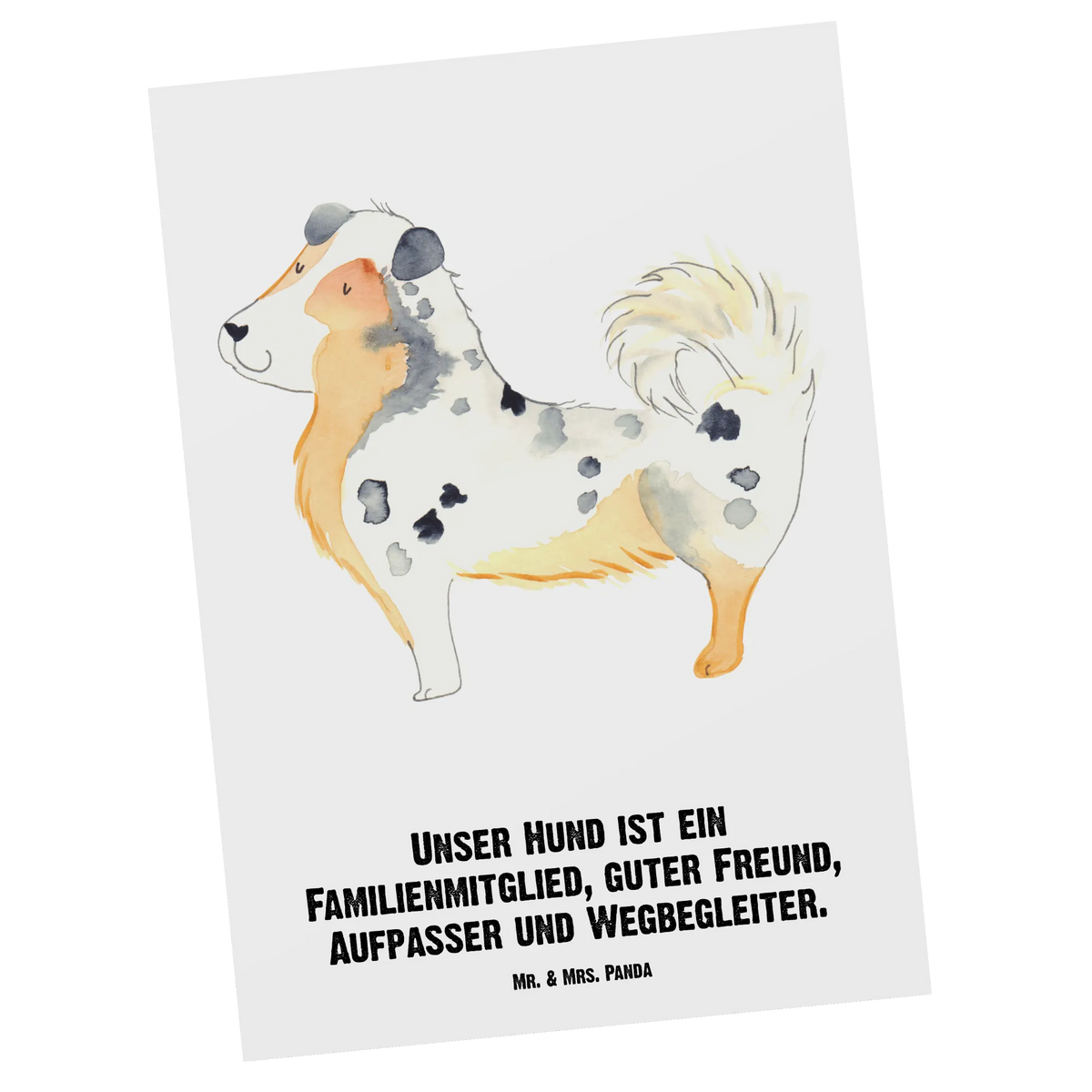 Personalised postcard Dog Australia Shepherd dog breed, mutt, hound, woof, dog mama, love dogs, love for dogs, dog decorative items, bag with dog print, funny gifts for dog owners, what do you give a dog lover, Christmas gifts for dogs, gifts for dogs, dog sayings, Sayings, Family dog, Saying, Dog love, Australia Shepherd