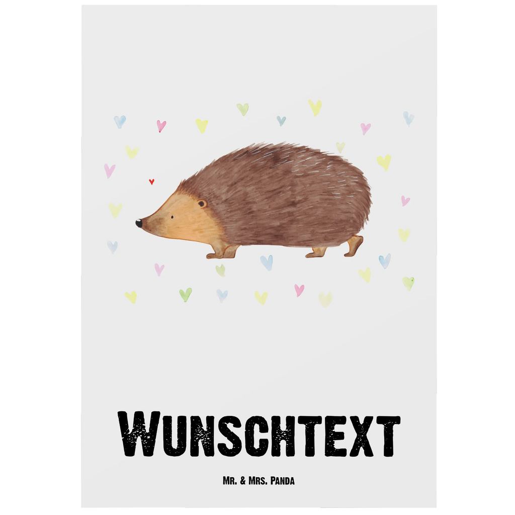 Personalised postcard Hedgehog hearts small animals, cute, funny, cute animal motives, hand drawn, small world, funny sayings, good mood, happy, gifts, gift ideas, special gifts, animal lover, card, trust, heart, hedgehog, life, kiss, Love, hearts